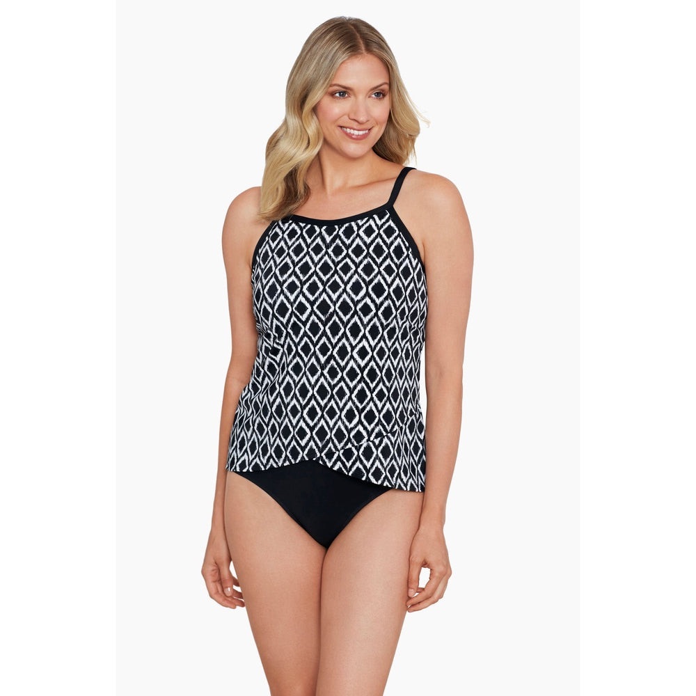NWT shapesolver by penbrooke batik charm high neck tankini swim top